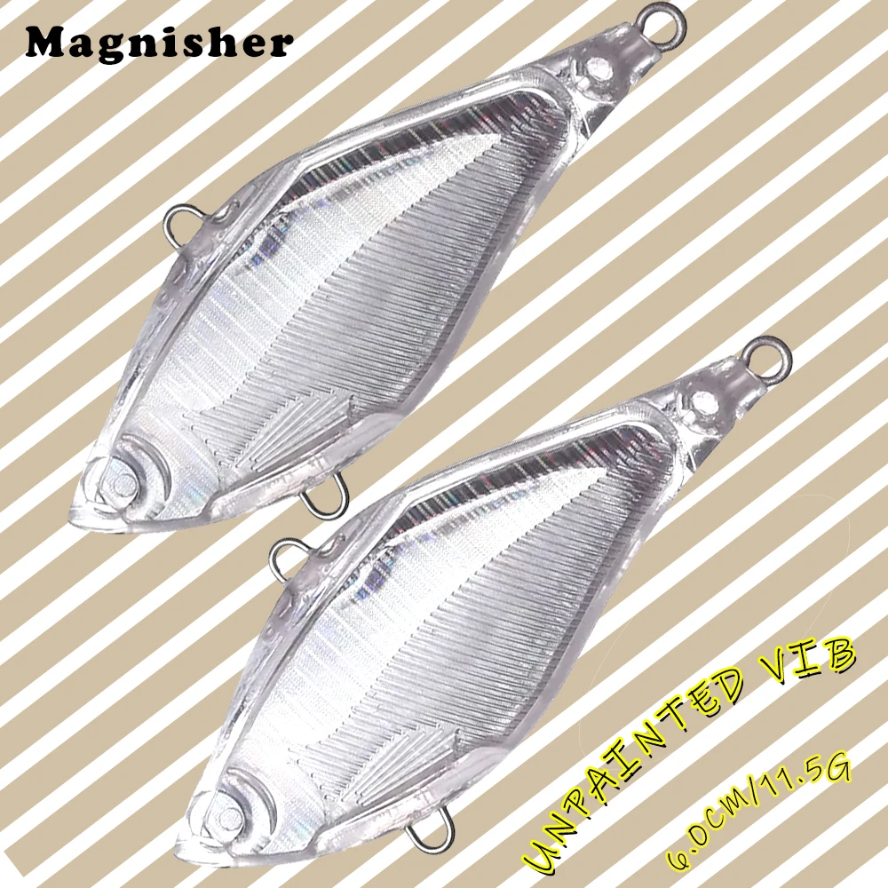 Magnisher 10 TEILE/LOS Unlackiert Angeln Köder VIB Harte Köder Rohlinge 6 cm 11,5g Sinkende Künstliche Vibration Wobble Laser DIY Köder