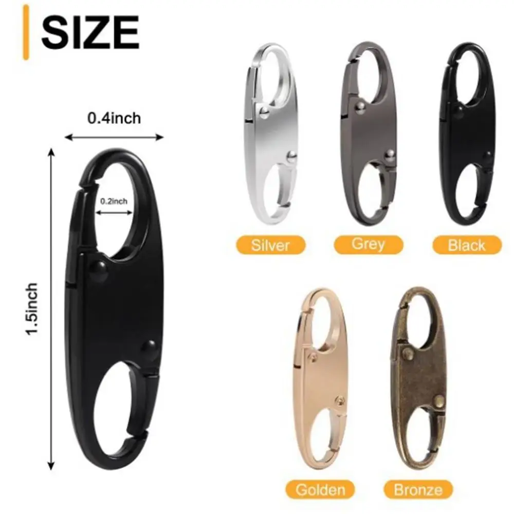 4pcs Alloy Zipper Lock Clip Silver Anti S-Shaped Mini Metal Detachable Carabiner Portable Universal Theft Bag Suitcases Accessor
