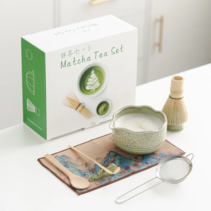 

Японская чаша матча с цветком вишни, безопасный бамбуковый стержень для смешивания, домашний чайный сервиз и напиток, подарочный набор для этикета, кофейная чашка Partner