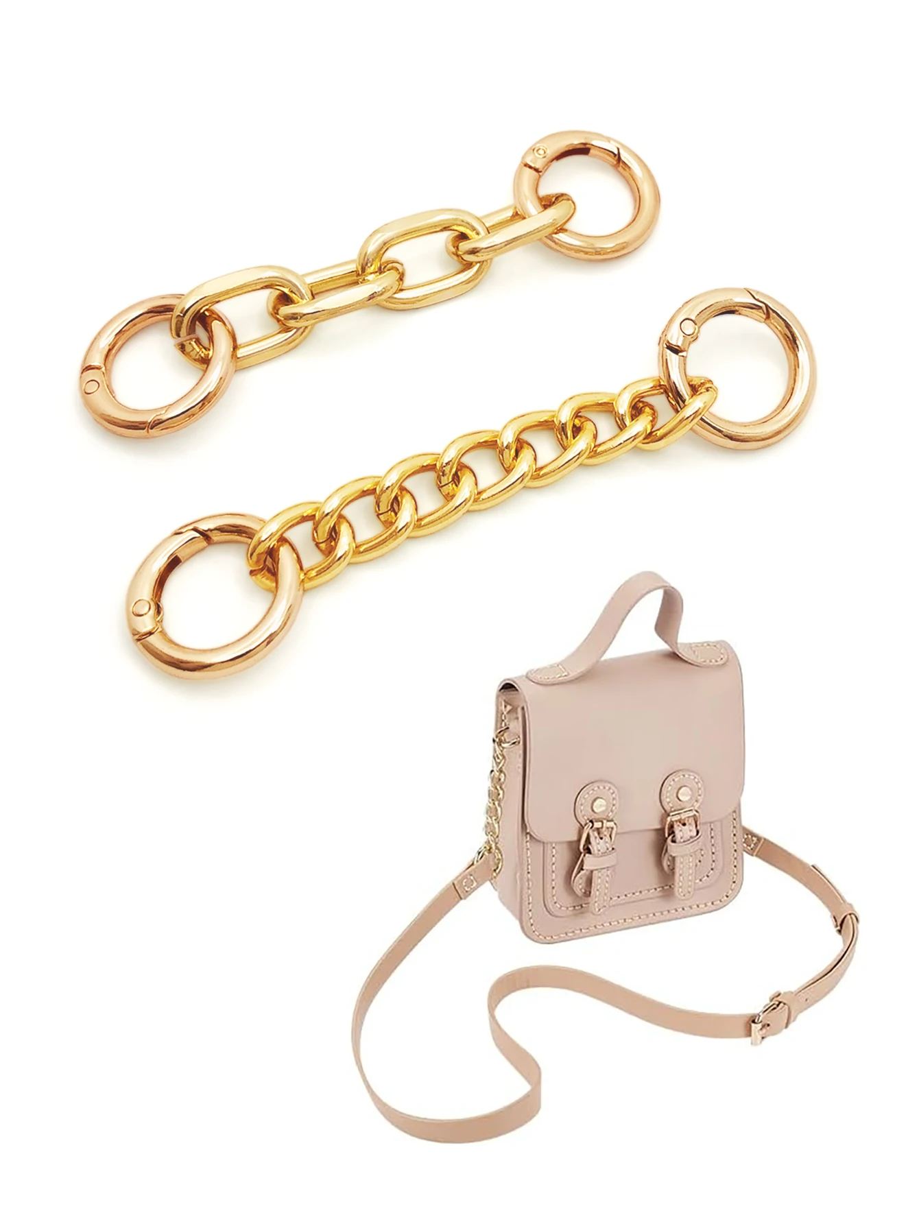 Bag Strap Extender Chains Metal Purse Chain 2 Styles Shoulder Bag Strap Extender Chains with Spring Gate Rings for Bag Straps