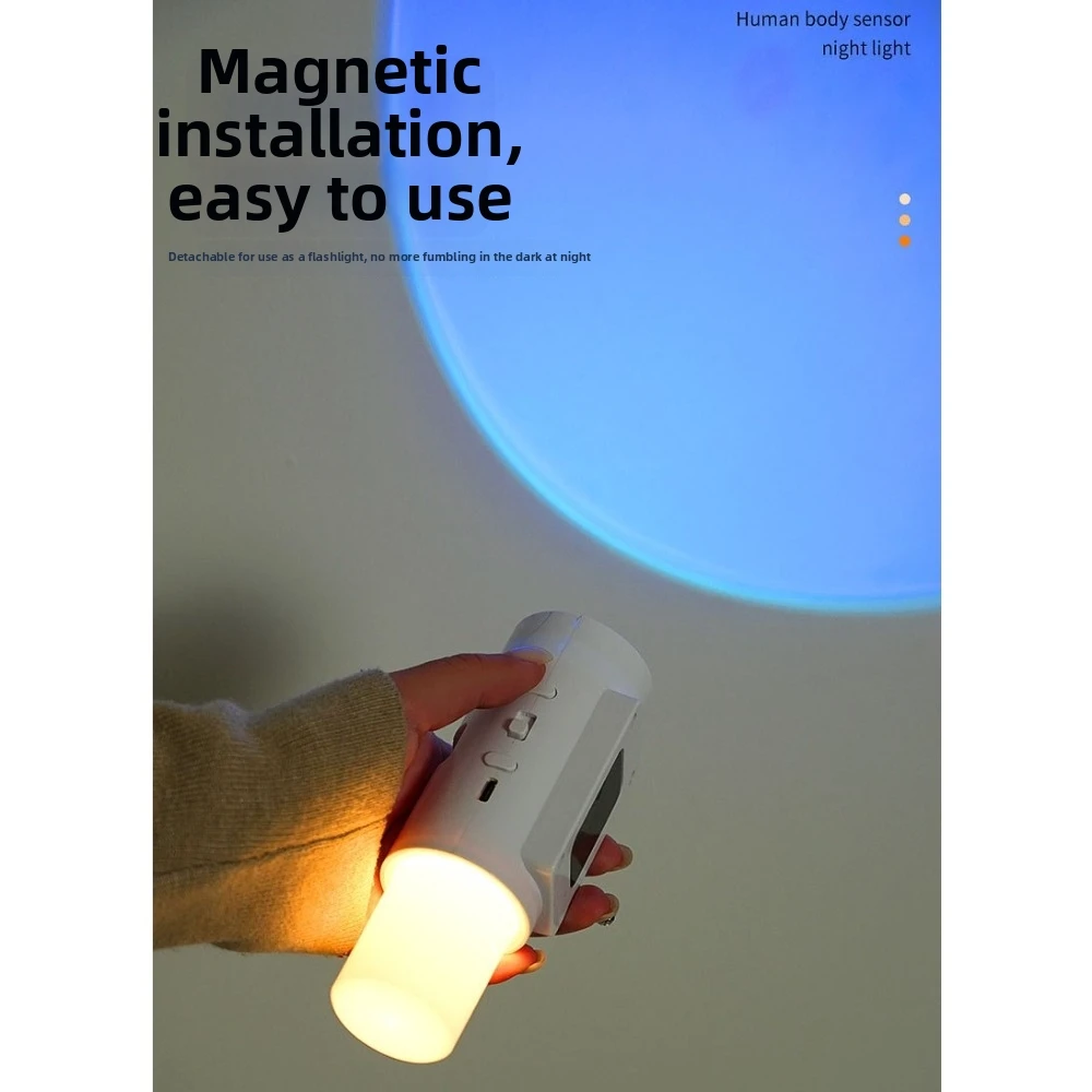Rechargeable RGB Color Changing LED Wall Light Magnetic Base Dimmable LED Motion Sensor Night Ambient Lighting for 5V1500mAh