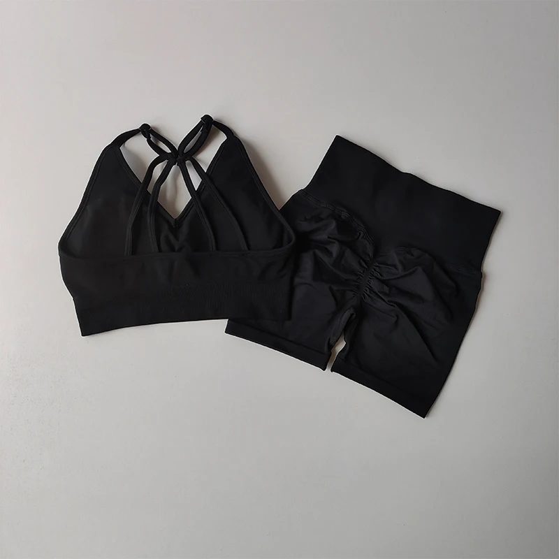Po-Formende Fitness-Shorts Set für Damen, Elastische Atmungsaktive Schnelltrocknende Sportunterwäsche, Schöner Rücken Yoga-Anzug – Detail 11