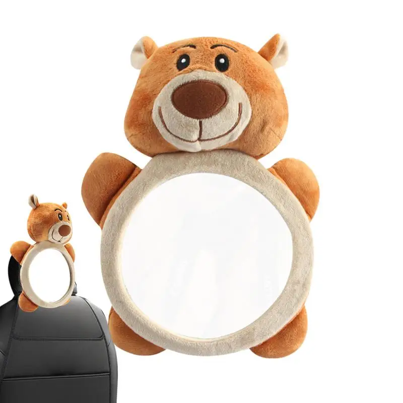 Plush Babies Rearview For Driving Babies Car Rearview Cute Cartoon Soft Ease Of Monitoring Cartoon Bear Toy For Driving Trip