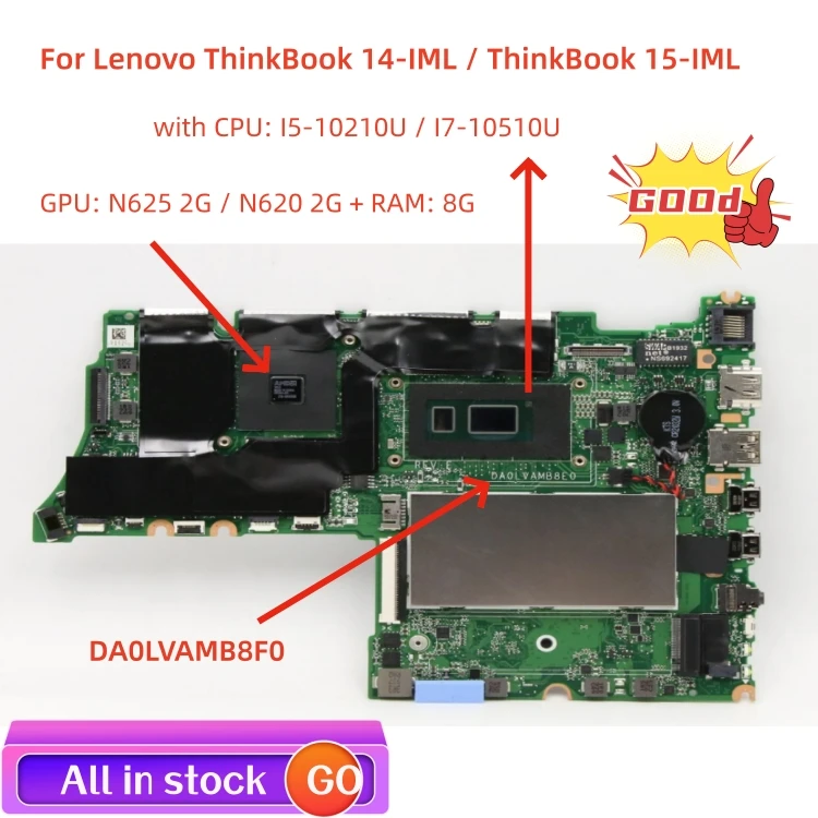 

Лот DA0LVAMB8F0 для Lenovo ThinkBook 14-IML / ThinkBook 15-IML материнская плата для ноутбука с процессором I5 I7 GPU 2 ГБ + ОЗУ 8 ГБ 100% тестовая работа