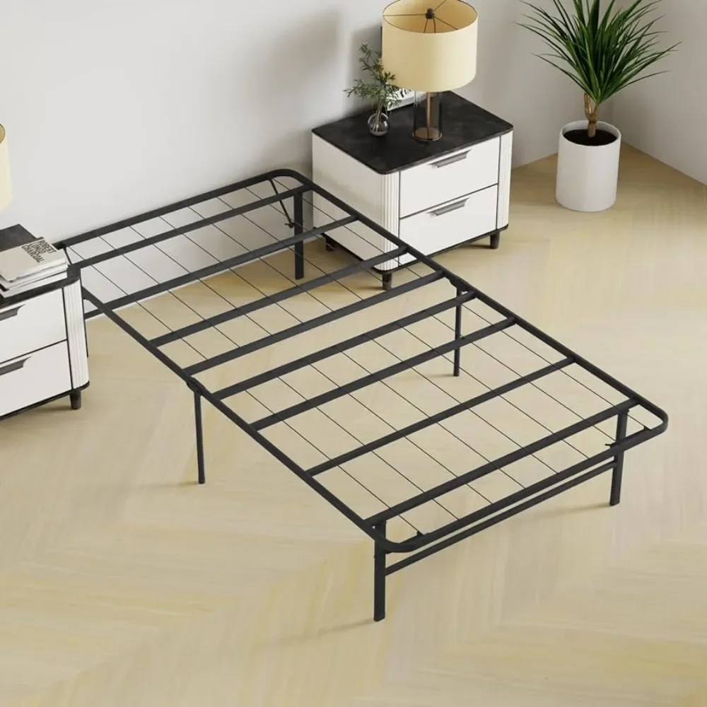 &Twin Bed Frame Metal Platform Twin Size 14 Inch Foundation Box Spring Replacement Heavy Duty Steel Slat,Black Bed Frame