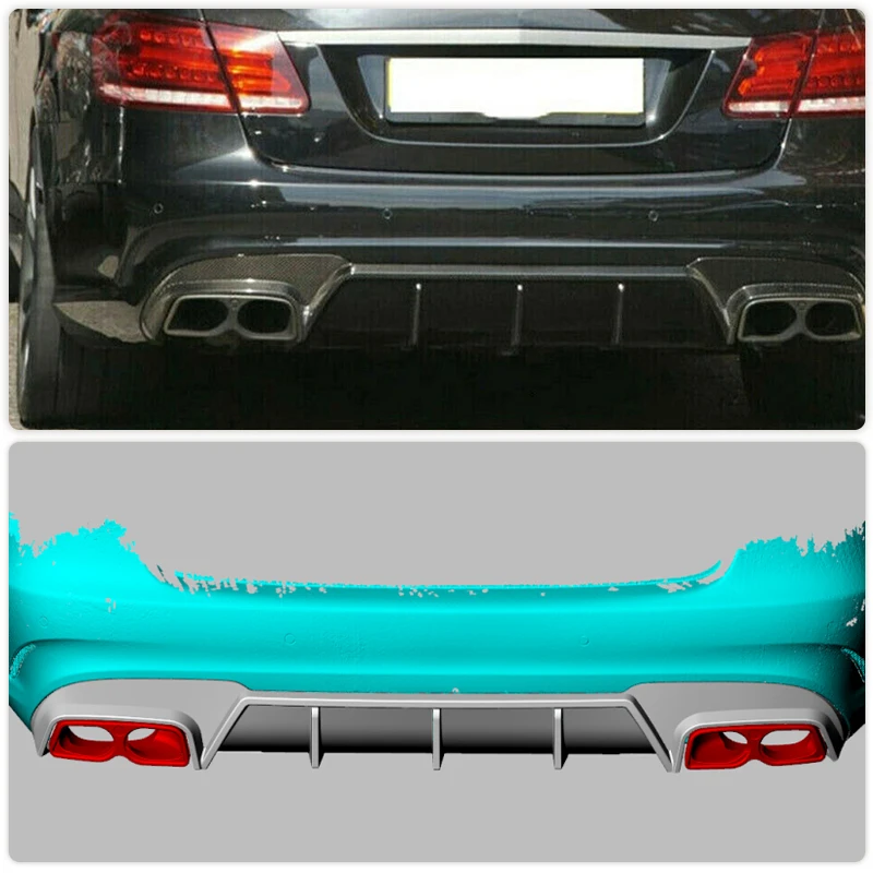 Carbon Fiber Rear Bumper Diffuser Lip for Mercedes-Benz E Class W212 E260 E300 E400 E63 AMG Sedan 2013-2015 Car Rear Lip