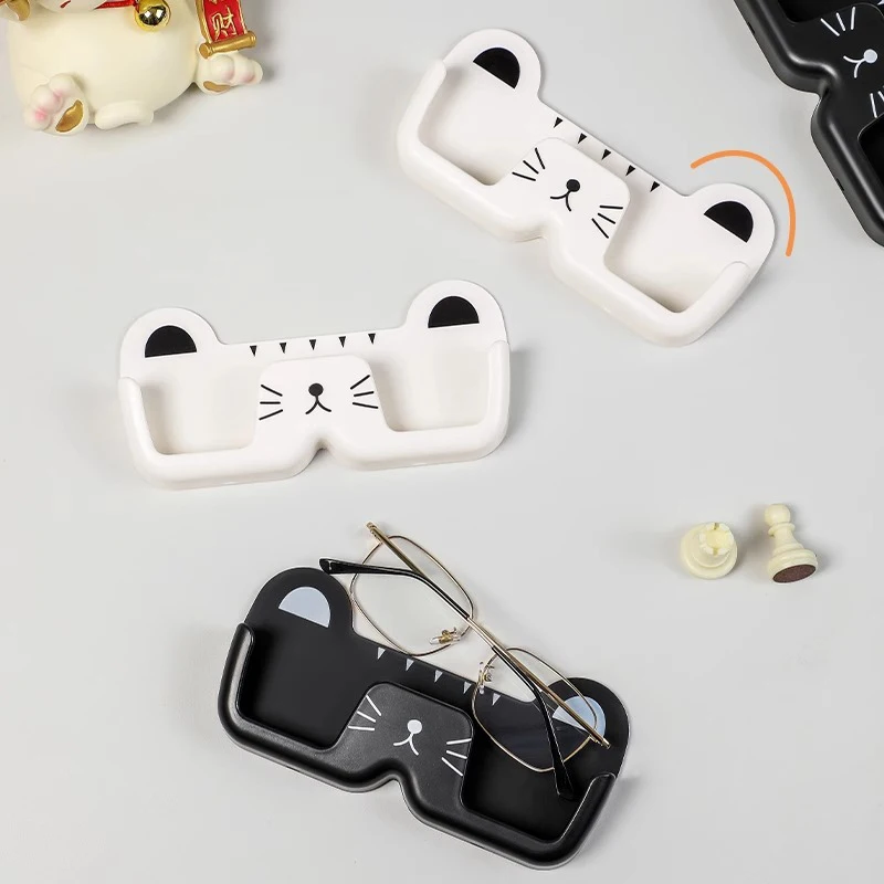 Cute Cat Wall Mounted Glasses Storage Rack Punch-free Sun-glasses Display Holder Decoration Storage Box Sunglass Organizer