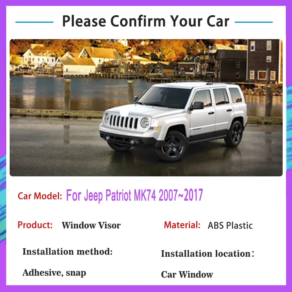 Windows Visors For Jeep Patriot MK74 2007~2017 Side Windows Weather Shield Rain Guards water proof Wind Deflectors Accessories