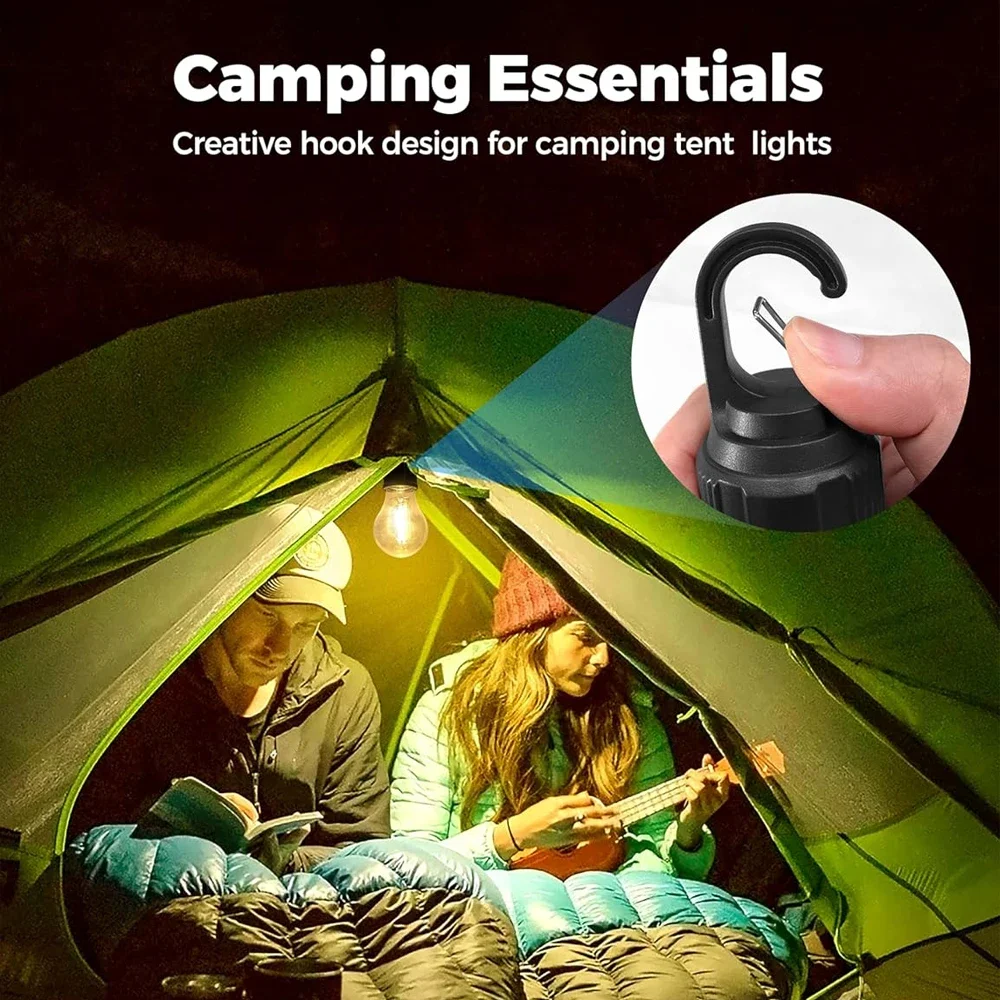 LED Camping Light Type-C USB Rechargeable Waterproof 600mAh 100LM Tent Light with Hook 3 Modes Outdoor Night Emergency Lighting