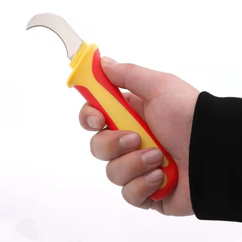 Electrician Special Insulated Folding Stripping Knife, High Hardness Steel Blade Cable Peeling Cutter Tool