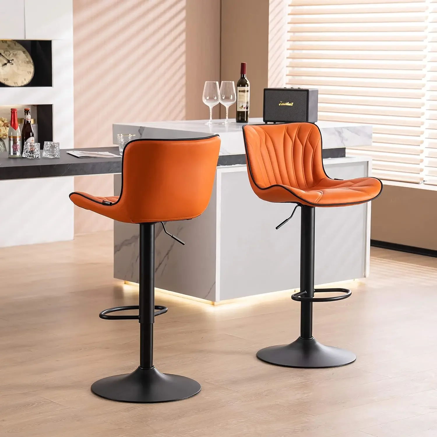 

Upholstered bar stools counter height modern adjustable rotating bar chairs