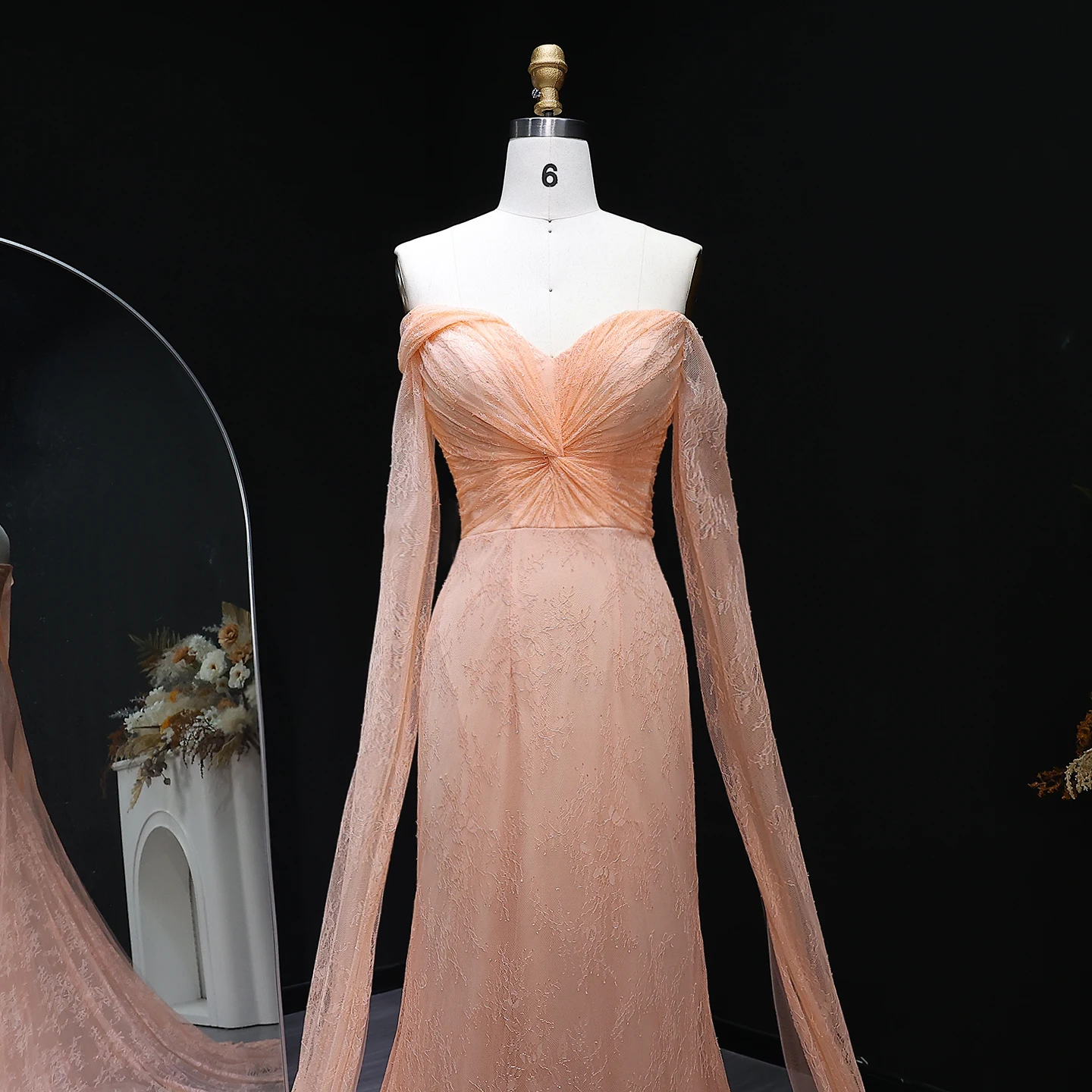 Sharon Said Spitzen-Meerjungfrauenkleid in Lila mit Kurzen Ärmeln, Arabisches Damen-Hochzeitskleid SF055, Maßanfertigung – Detail 21
