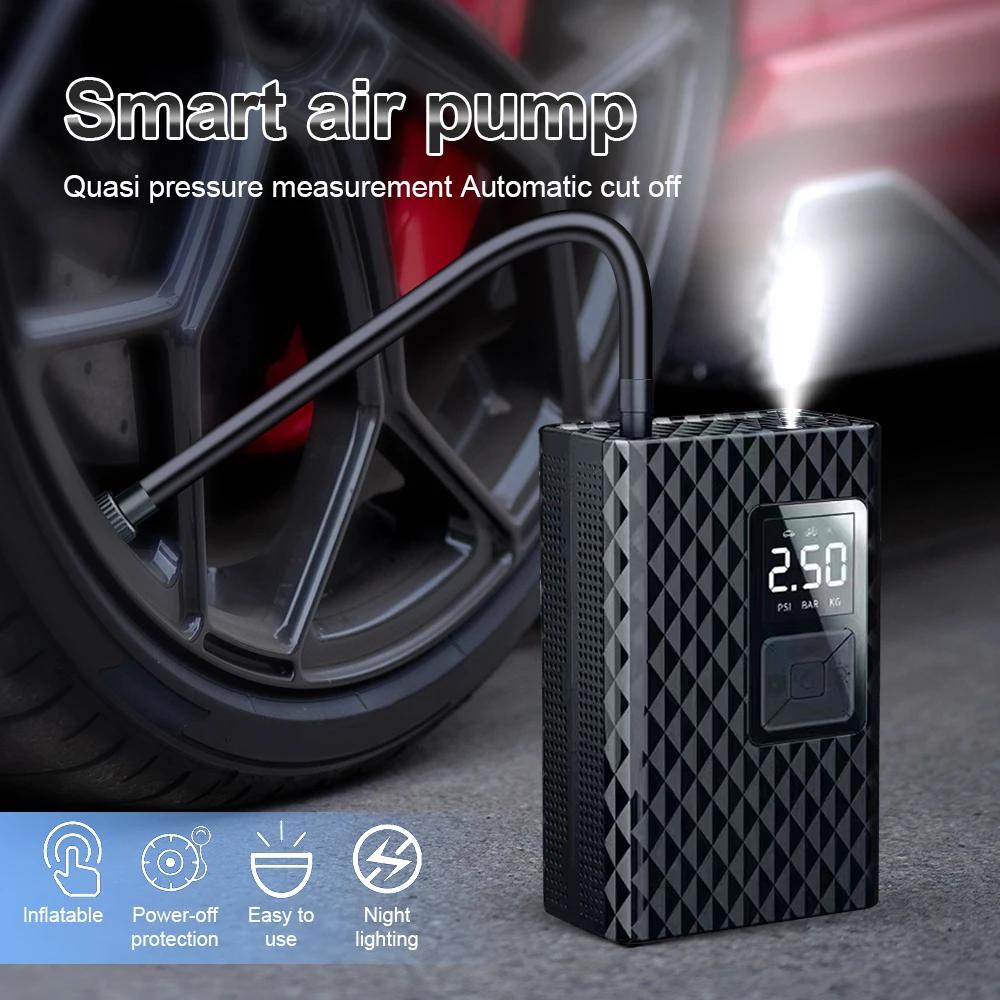 150PSI Car Air Pump Wireless Protable 120W Car Air Compressor Tire Inflation Pump for Motorcycle Bicycle Car Tire Ball Inflator