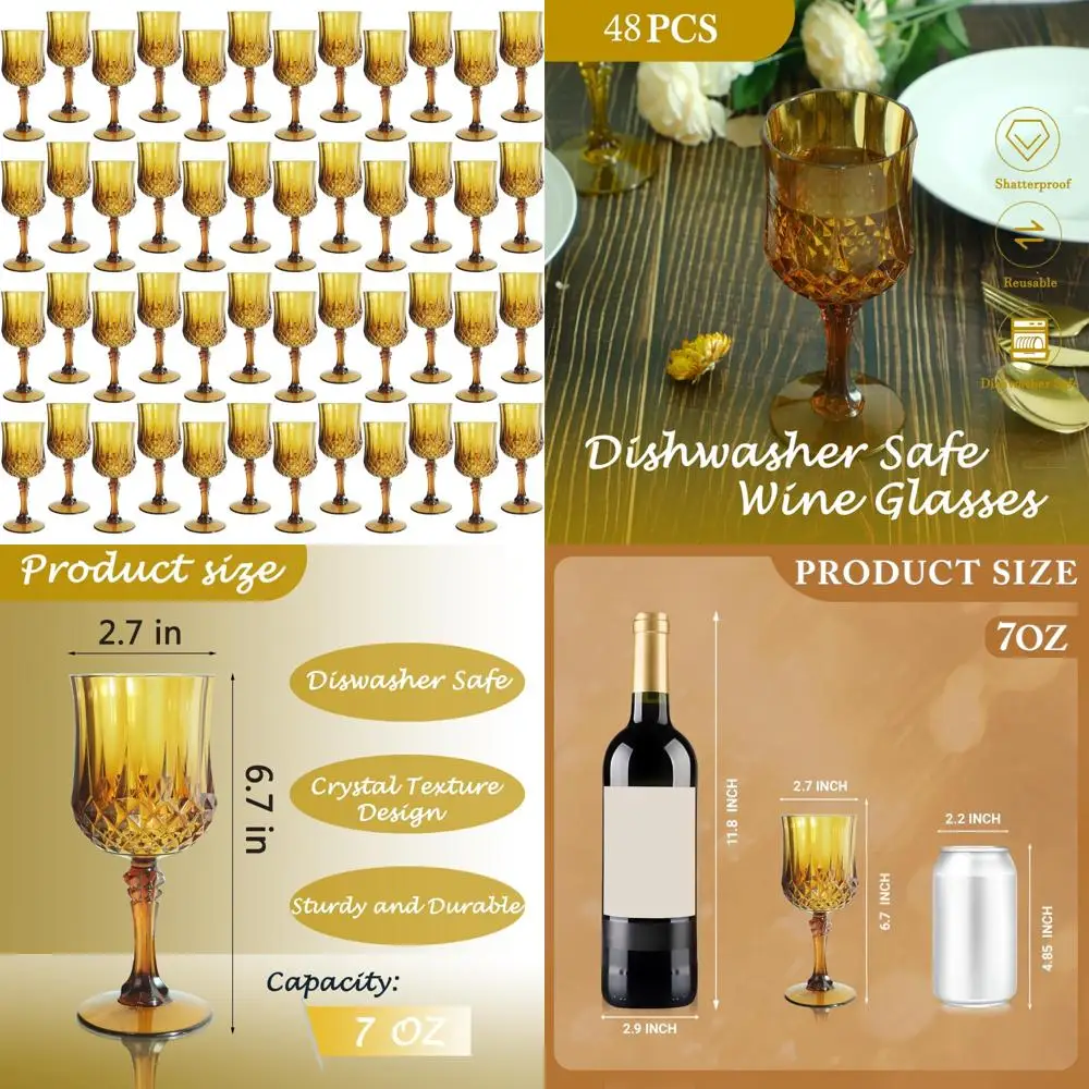 

Vintage Style Plastic Wine Glasses and Goblets for Elegant Wedding Receptions and Grand Event Party Supplies