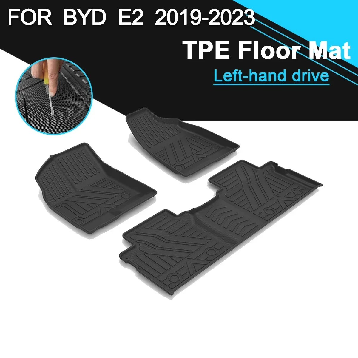 Car Floor Mat TPE Rubber Waterproof Non-Slip Fully Surrounded Refit Left Hand Drive Car Accessories for BYD E2 2019-2023