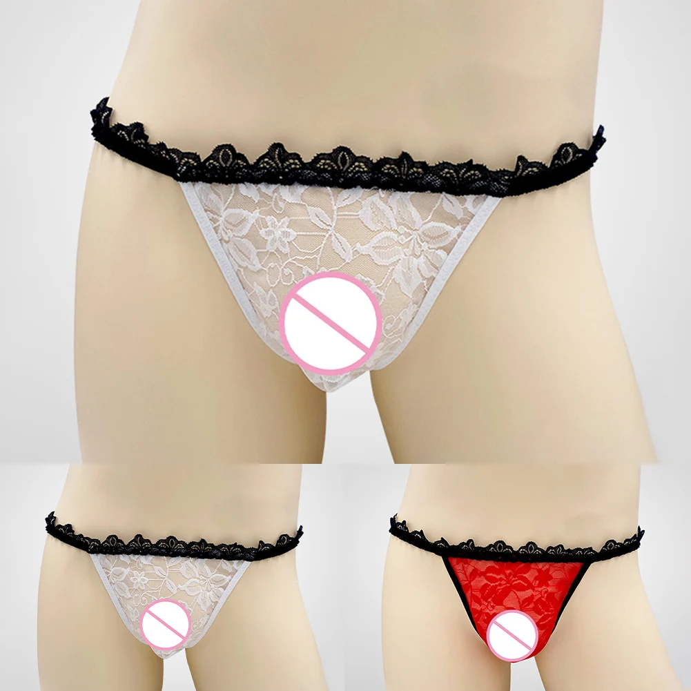 1 قطعة رجل مثير الدانتيل ثونغ سيسي شير T الظهر G-سلاسل الملابس الداخلية الأساسية مريحة فضفاضة انظر من خلال بانتي غريبة مثلي الجنس الساخن سيور #6