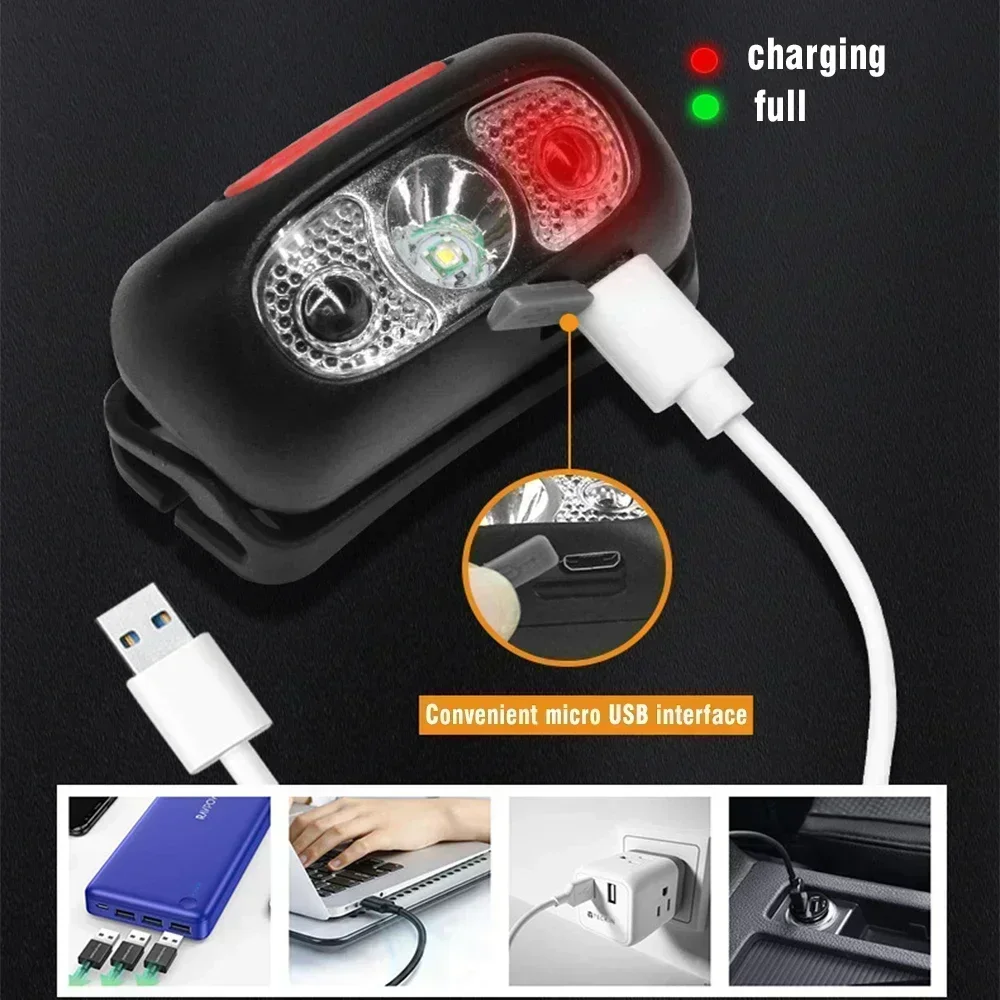 Hochleistungs-LED-Bewegungssensor-Stirnlampe Tragbare USB-Aufladbare Wasserdichte Kopflampe für Outdoor-Camping Notfallarbeiten – Detail 3