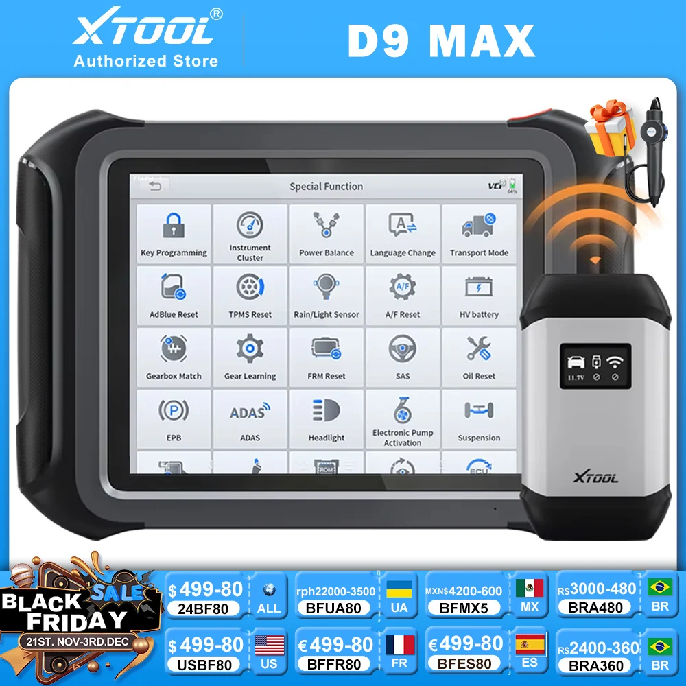 XTOOL D9 MAX J2534 Programming Tools Online ECU Coding Bi-directional Auto Diagnostic Tools FCA DOIP CAN FD Topology PK D9S PRO