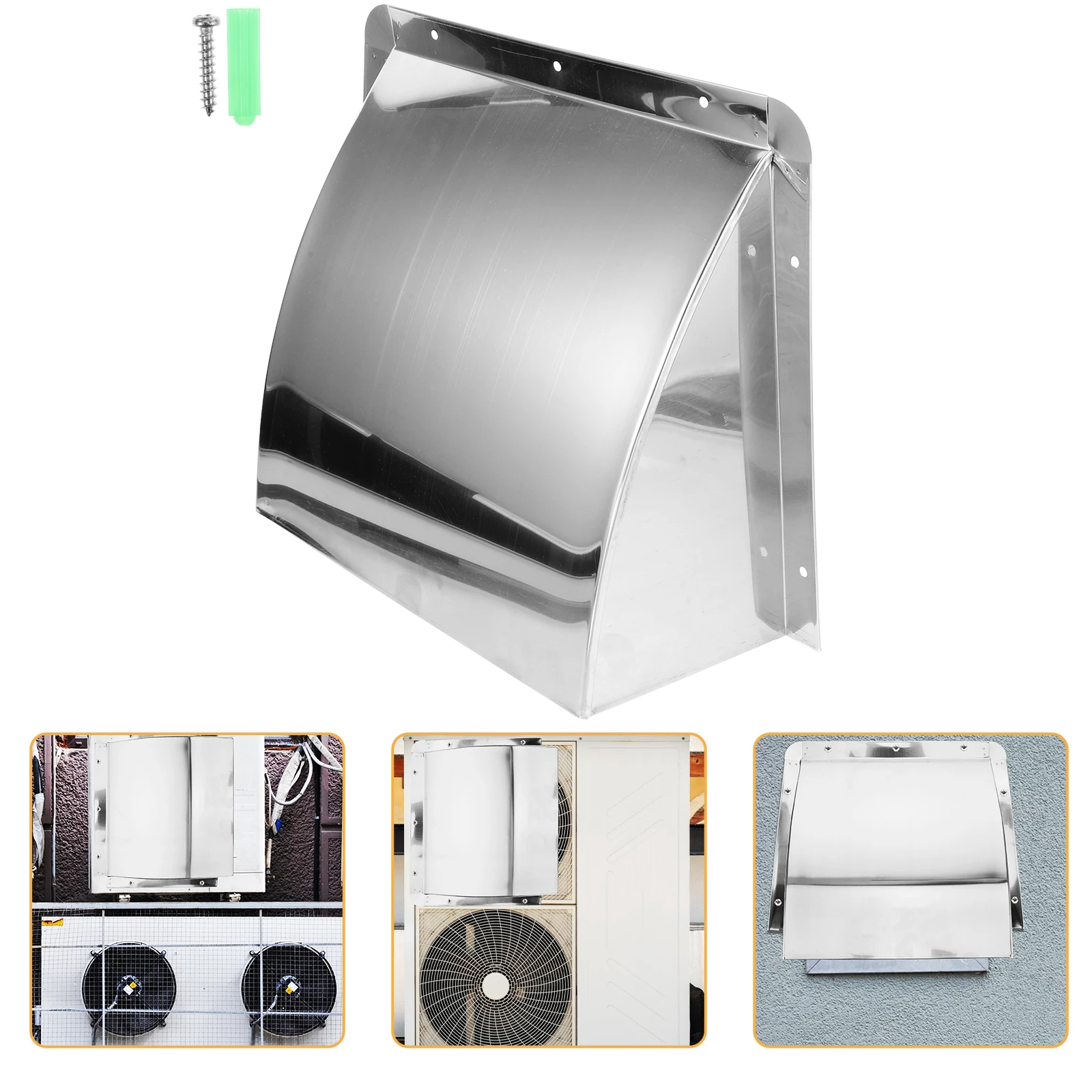 Stainless Steel Exhaust Vent Hood Cap 8 Inch Ducting Outlet Kitchen External Wall Anti Rust Deformation Smooth Surface Safe