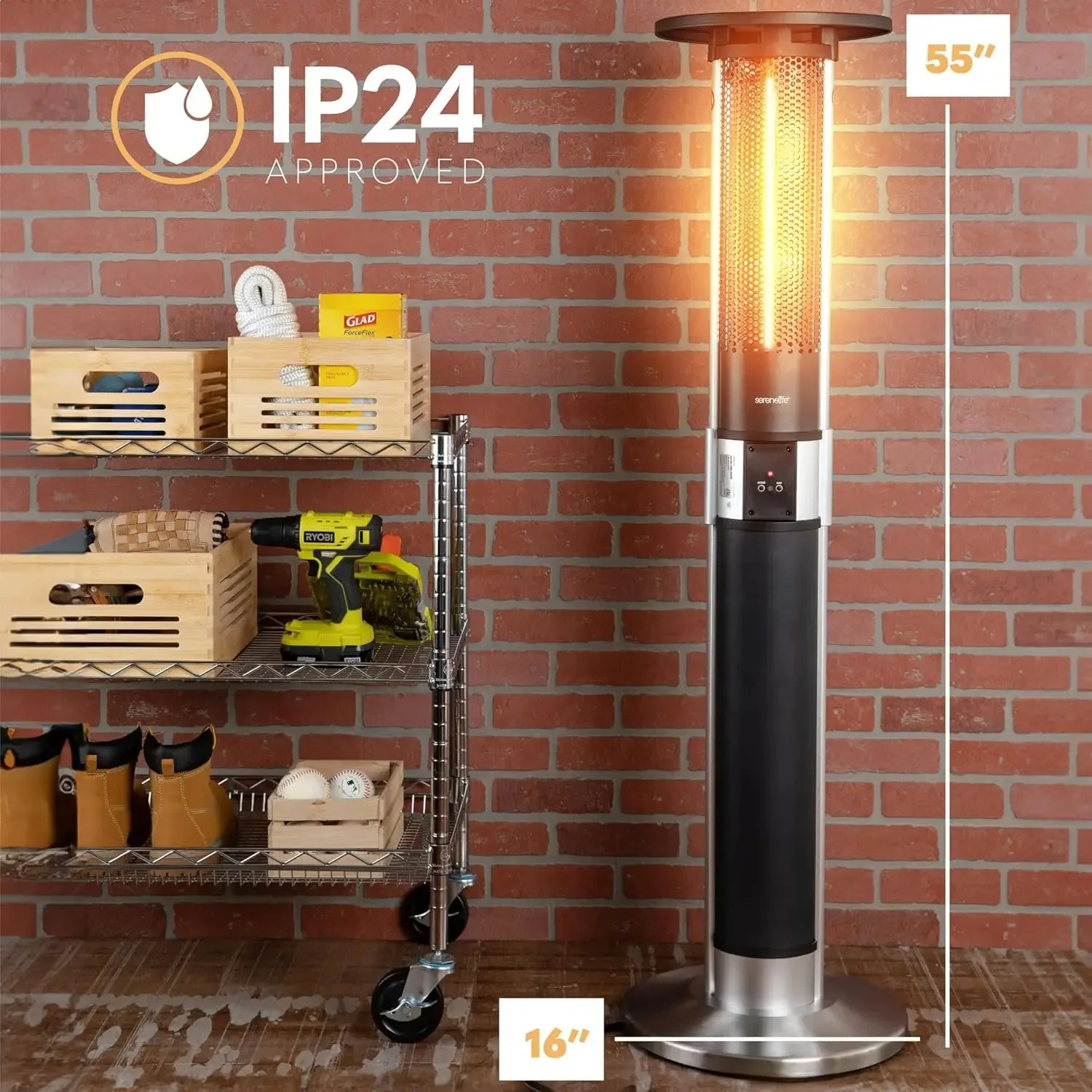 Infrared Patio Heater, Electric Patio Heater with Remote Control, 1500 W, Indoor/Outdoor Heaters for Patio, Restaurant, Backyard