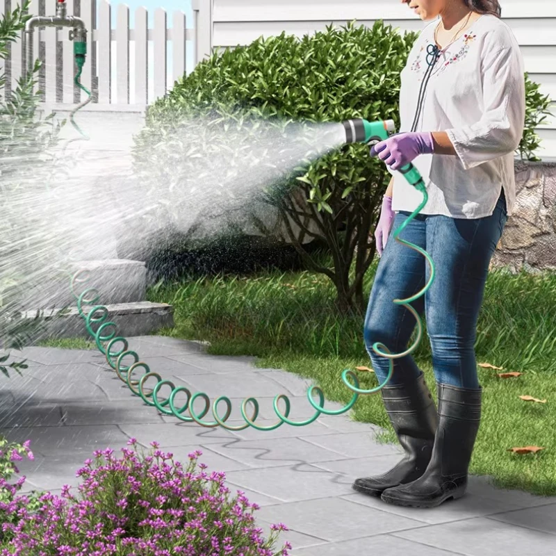 Water Gun Water Pipe Smoking Retractable Garden Hose Support Wall Gardening Irrigation Watering System Pvc Tube Farming Supplies