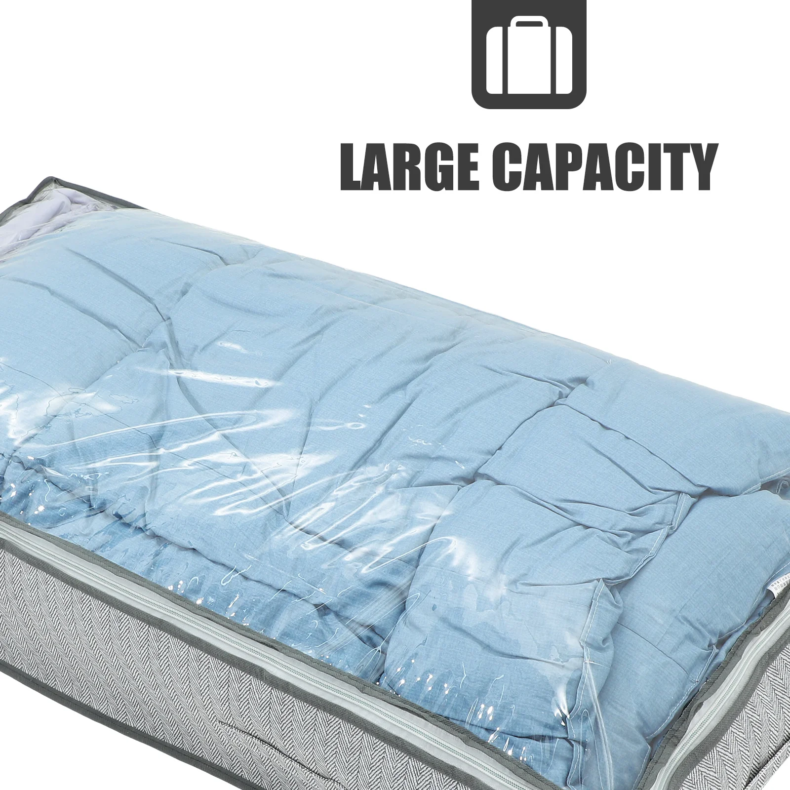 

Clothes Storage Bin Clear Lid Closet Organizer Bed Sheets Non-Woven Foldable Space Saving Modern Design Closet Organizer