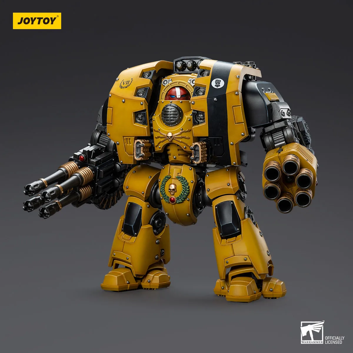 in Stock JOYTOY 1/18 lmperial Fists Leviathan Dreadnought with Cyclonic Melta Lance and Storm Cannon Mecha Anime Model Toy Gift