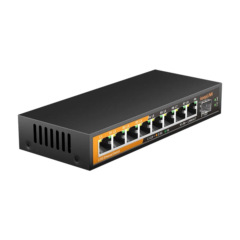 KeepLiNK Switch Ethernet multi-Gigabit a 9 porte Non gestito 8 porte 2,5G RJ45 1 porta 10G SFP+ uplink per l'espansione di rete