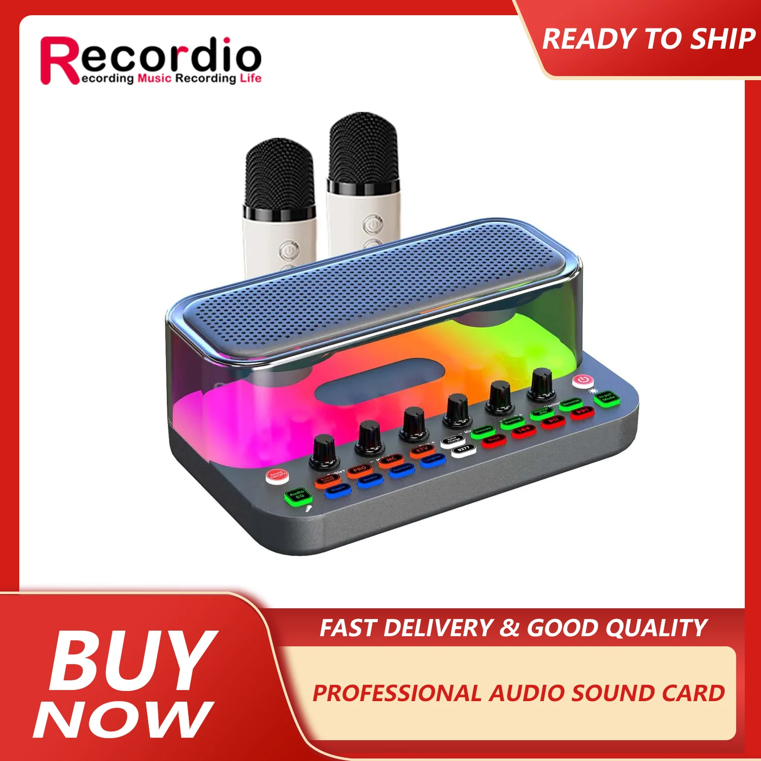 GAX-SY11 Professional Sound Card Audio All-in-One Colorful Light Home Portable Outdoor Recording Live Singing