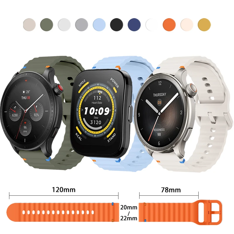 

20mm/22mm Strap for Amazfit GTR4 46mm Balance Soft Breathable Silicone Band for Amazfit Active 42mm/Bip 5 Unity/ GTR/GTS/pop