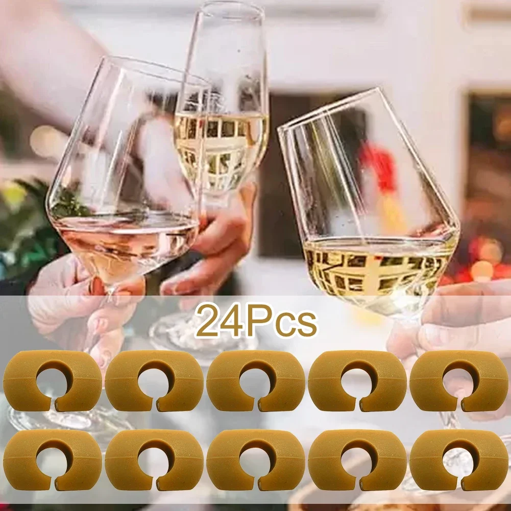 24 Pieces Wine Glass Charms Markers，Silicone Glass Markers For Champagne Home Improvement Tools Accessories