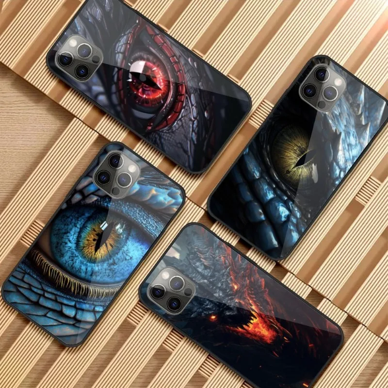 Dragon Eye Smart Phone Case for iPhone 14 13 12 11 XS X 8 7 6 Plus Mini Pro Max SE 2022 PC Glass Phone Cover Funda