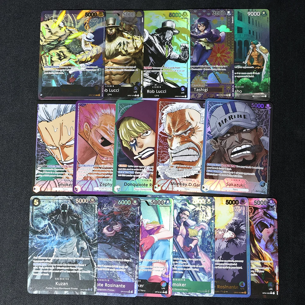 

English Version Anime One Piece OPCG Laser frosted Game Cards Navy CP0 CP9 Poster Replica Japanese Game Anime Collection Cards.