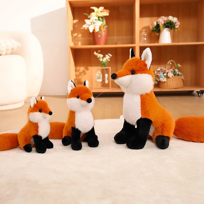Imitation Wild Fox Stuffed Plush Toy Realistic Simulation Fox Doll Soft Animal Ornament Photo Prop Birthday Gift
