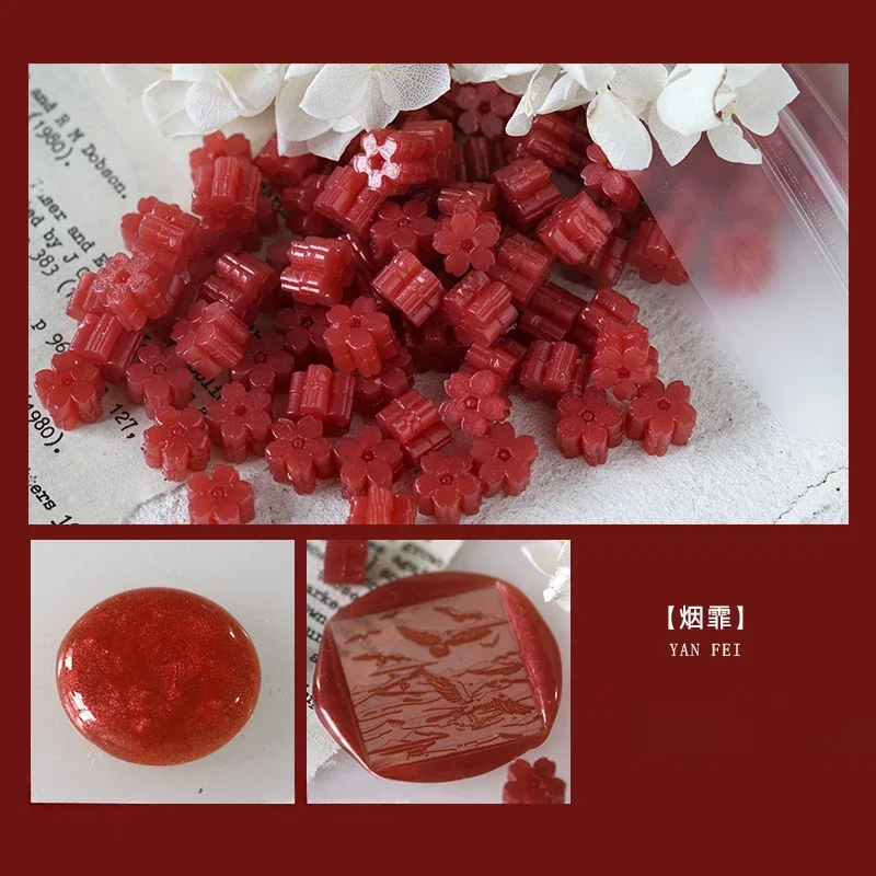 60 stks Semi Transparante Jade Kleur Lakzegel Stempel Deeltjes Sakura Vorm Wax Materiaal DIY Handboek Wenskaart Afdichting Tool
