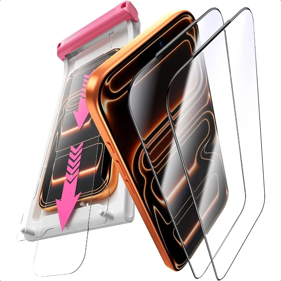 

Защитная пленка для экрана iPhone 17 Pro Max [HD Clear][простая установка] Чехол FriendlyЗакаленное стекло 9H Hardn Небьющаяся защита от плавников