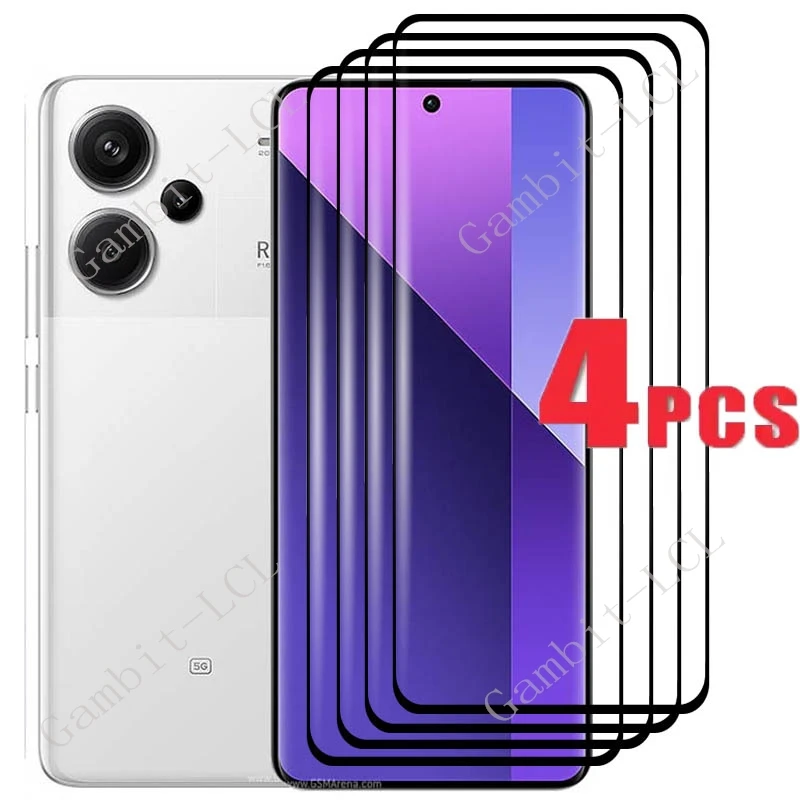

4 шт. 3D полностью изогнутое закаленное стекло для Xiaomi Redmi Note 13 Pro + защитная пленка на Note13Pro Plus 6,67 дюйма, защитная пленка для экрана