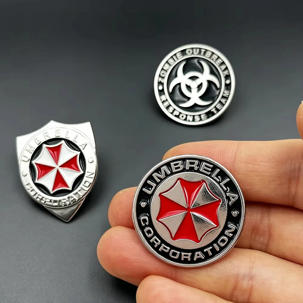 3pcs Classics Biohazard Service Evil Resident Enamel Brooch Pin Lapel Backpack Metal Badges Fashion Jewelry Accessories