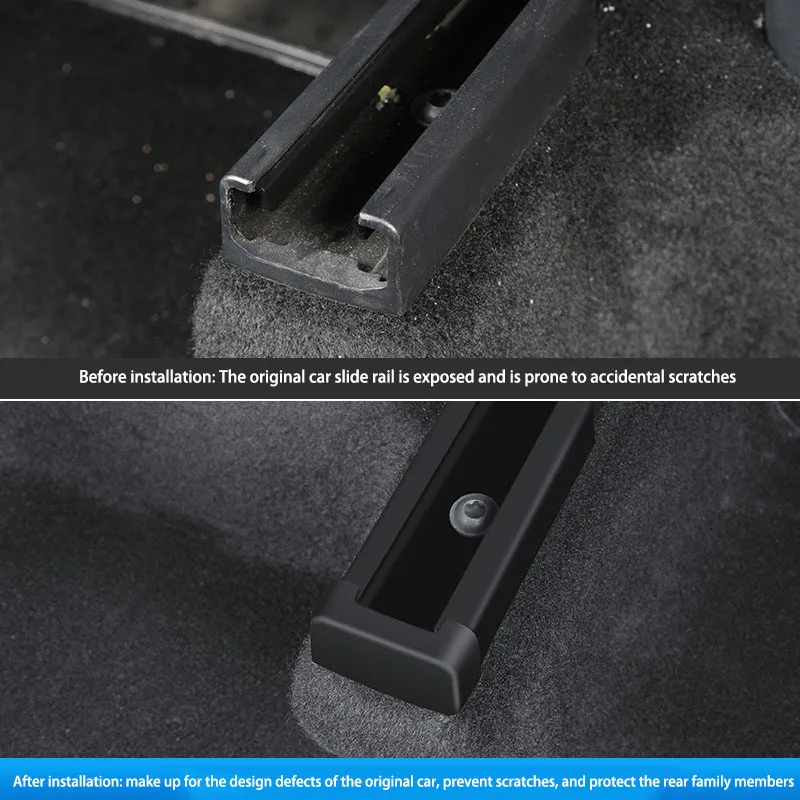 4pcs Seat Rail Cover Protector For Tesla Model 3 17-23Model Y 21-22 Accessories Front Rear End Pieces Backseat Slide Protection