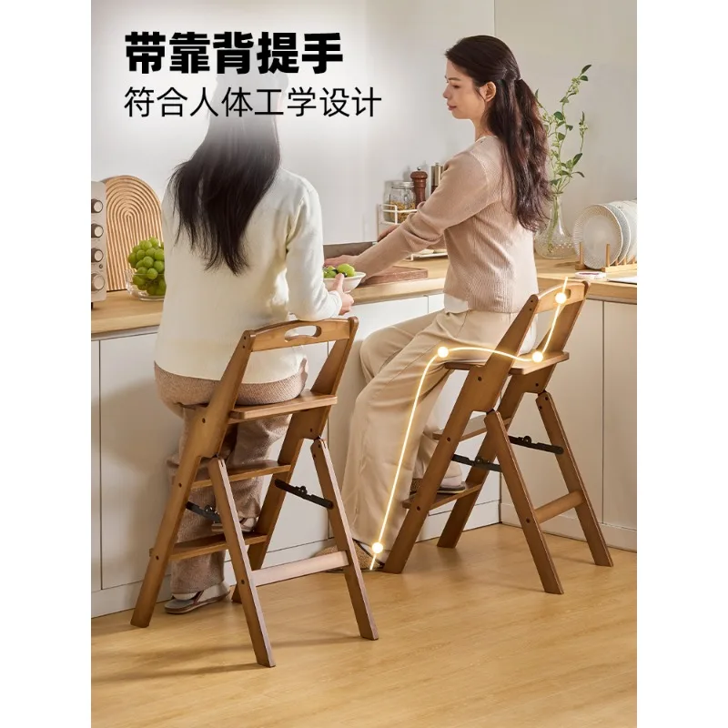 طوي متعددة الوظائف سلم البراز المنزل تسلق سلم البراز ثنائي الغرض المطبخ تسلق البراز كرسي سميكة مع الظهر