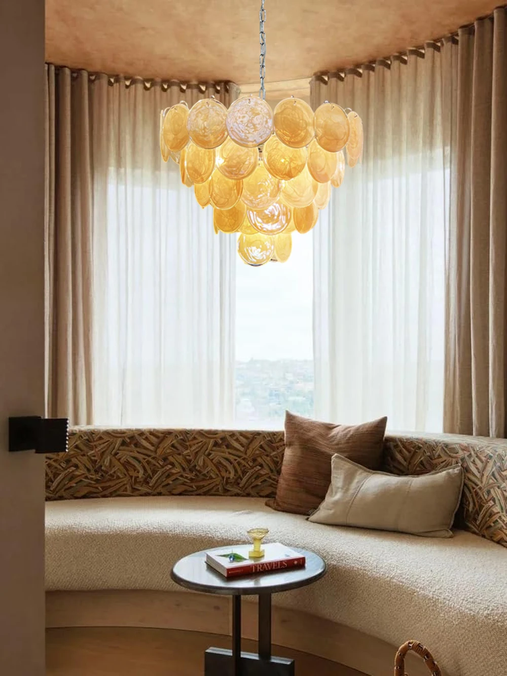 French Glass Art Dimmable LED Chandelier