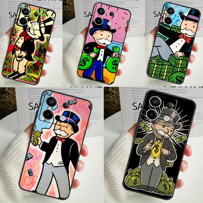 Dollar M-Monopolys Case For Xiaomi Redmi 12 13C 12C 10C 9C Redmi Note 13 9 10 11 12 Pro 9S 10S 11S 12S Cover