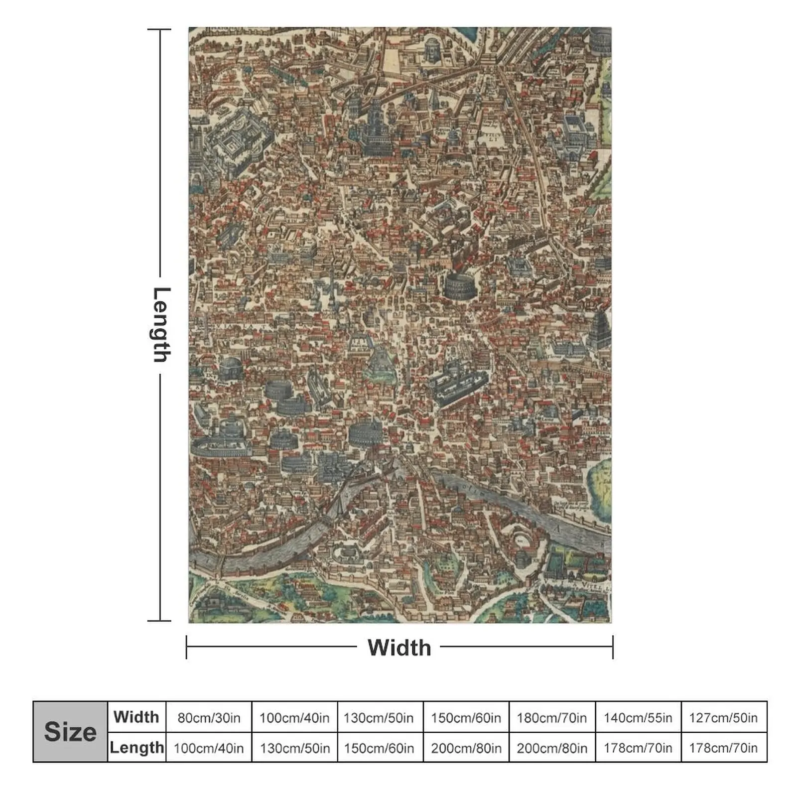 The image of the ancient city of Rome by Georg Braun and Frans Hogenberg, 1588. Throw Blanket Nap heavy to sleep manga Blankets