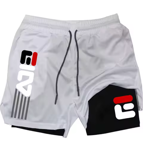 Gym Shorts Men Double-deck Workout Shorts 2 In 1 Quick Dry Workout Training Short Pants Fitness Sport Jogging Pants Running Shor