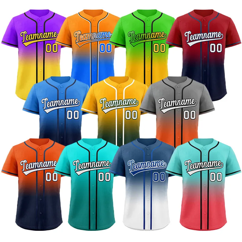 

Оригинальный дизайн, мужские бейсбольные майки, дышащая сетка, полиэстер, пустая рубашка, индивидуальная градиентная цветная вышивка, униформа команды