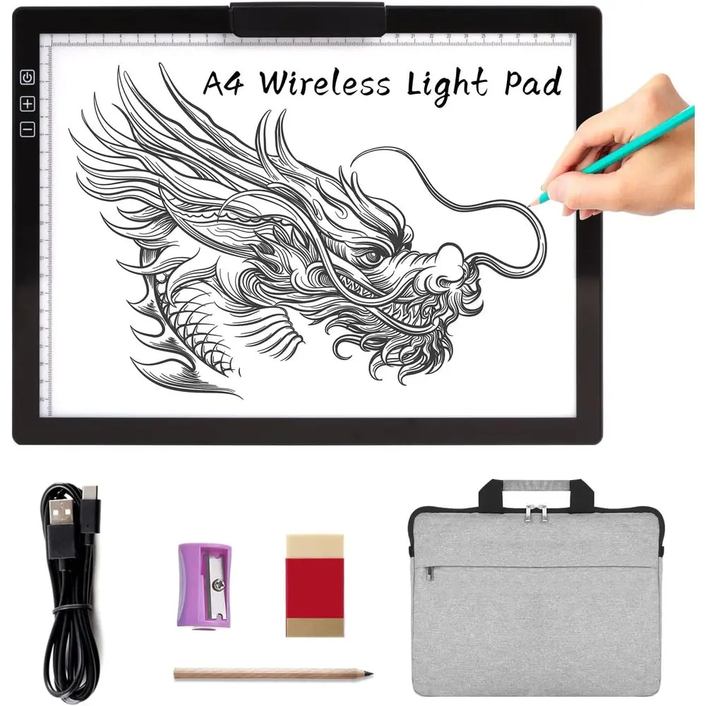 

Portable LED Light Pad with Carry Bag, Adjustable Stand and Clip, Rechargeable, Step-Dimmable, 6-Level Brightness for Light Boar