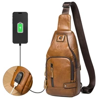 HUMERPAUL, bolso de pecho con Usb para hombre, bolsos de hombro tipo bandolera de cuero 100% auténtico, paquete de mensajero multifunción para viajes al aire libre, moda
