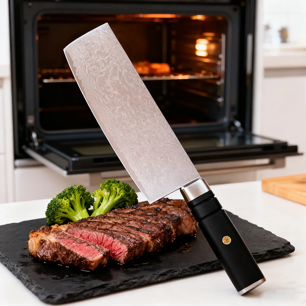 

7-дюймовый нож Накири, 67-слойное лезвие из дамасской стали, ручка G10, нарезка овощей, нож шеф-повара, профессиональный кухонный нож для мяса