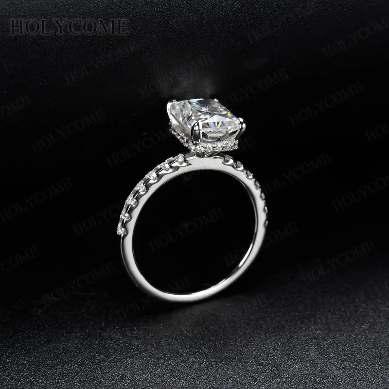 3CT Radiant Cut Moissanit-Verlobungsring GRA-Zertifiziert 925 Sterling Silber Halo-Diamant Eheringe für Damen Schmuck – Detail 7