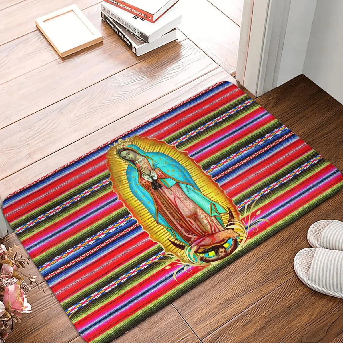 Our Lady Of Guadalupe Virgin Mary Mexican Doormat Kitchen Entrance Home Floor Mat Non-slip Carpet Rug for Bedroom Footpad Mats